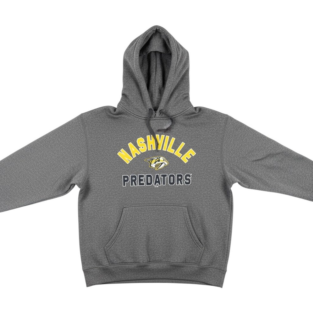Champion Nashville Predators Mens Large Fleece Hoodie NHL Graphic Pullover Gray